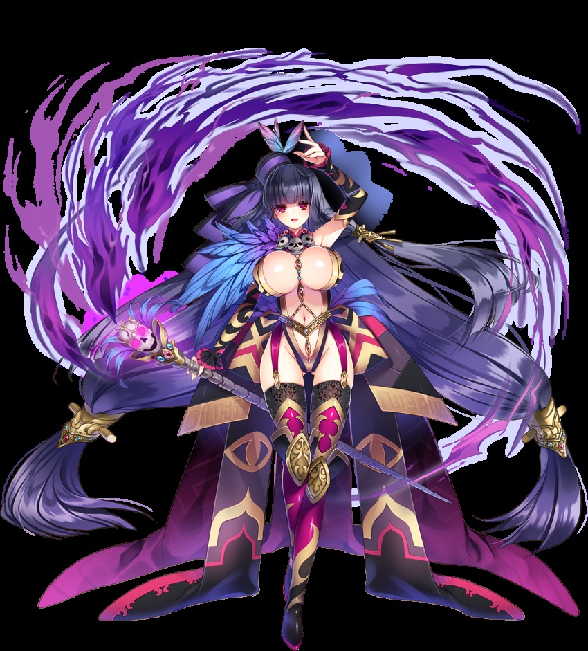 1girl, absurdly_long_hair, agnes_(sennen_sensou_aigis), arm_up, awakening_(sennen_sensou_aigis), boots, breasts, detached_sleeves