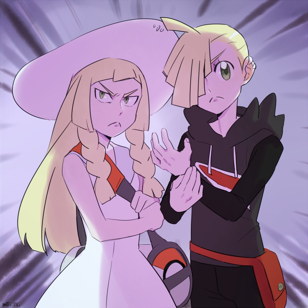 >:<, 1boy, 1girl, :<, bad_id, bad_twitter_id, bag, bbrangka