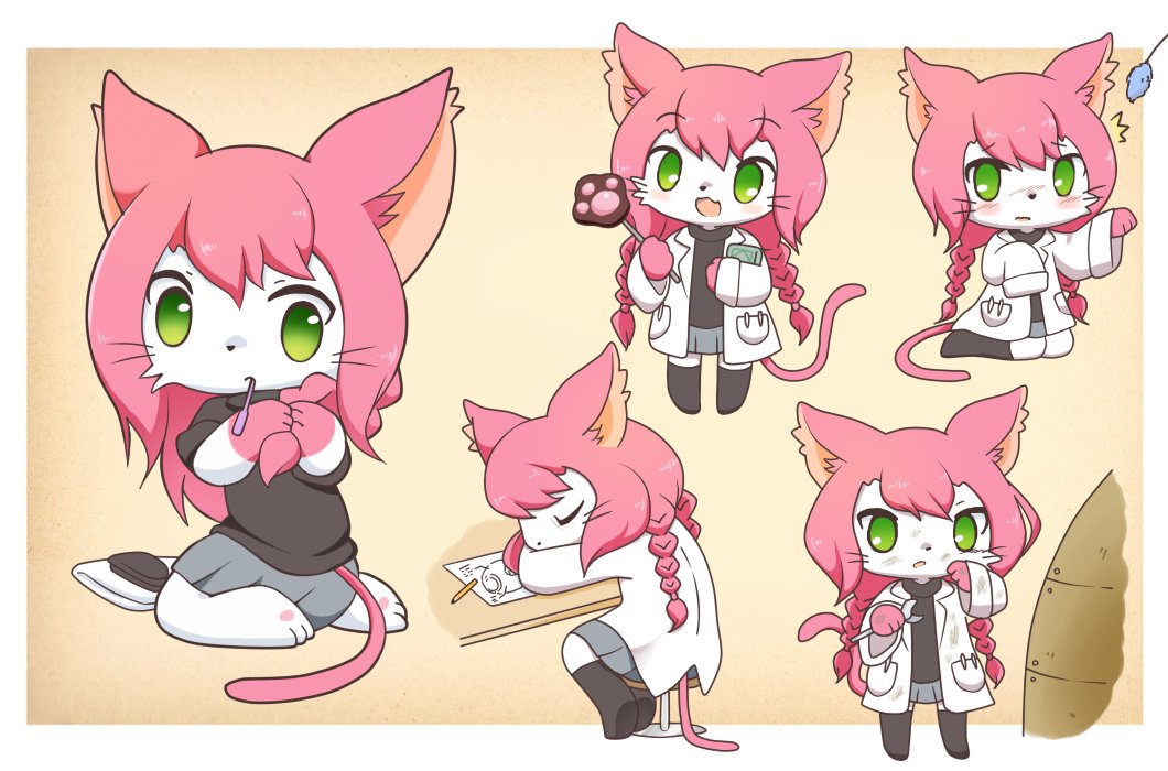 1girl, akuasu, animal_ears, cat_busters, cat_ears, cat_tail, female_focus, furry