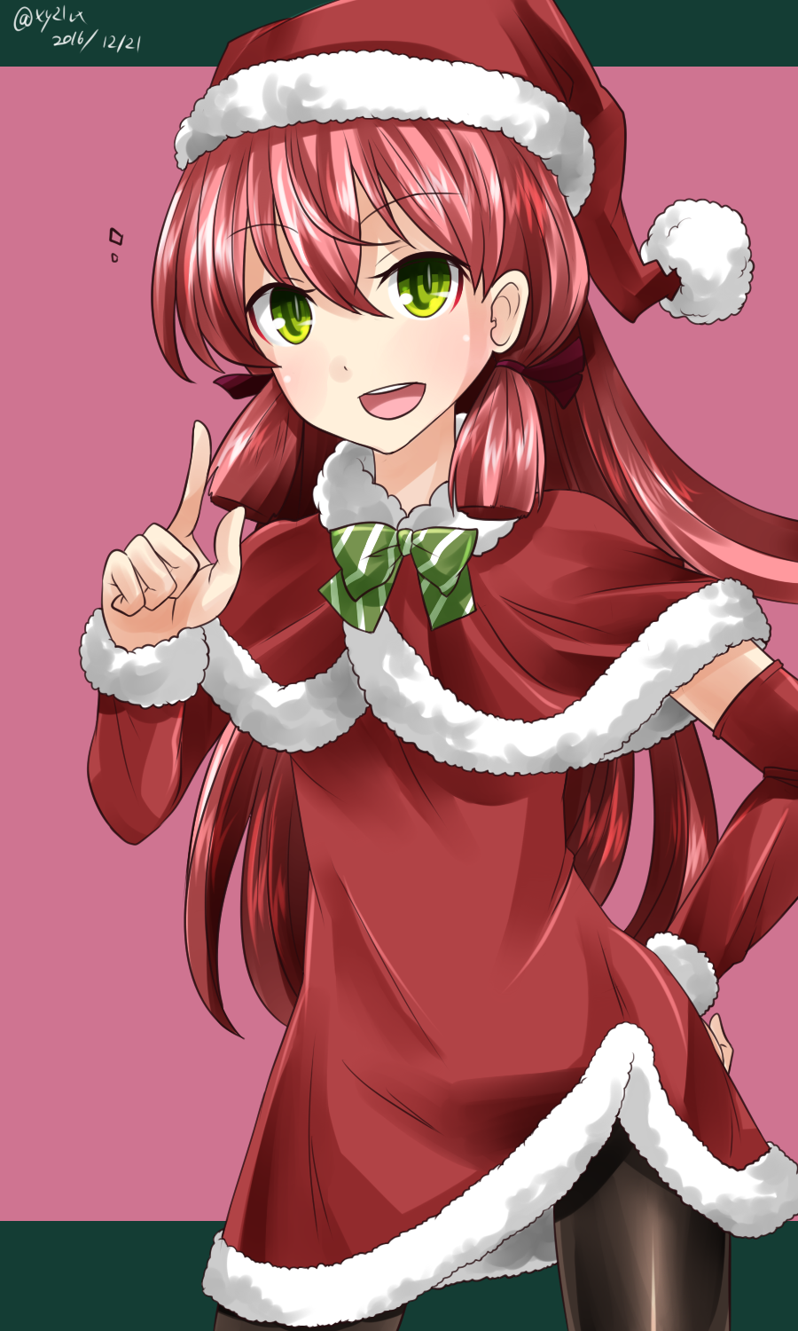 10s, 1girl, akashi_(christmas)_(kancolle), akashi_(kancolle), capelet, cowboy_shot, detached_sleeves, female_focus