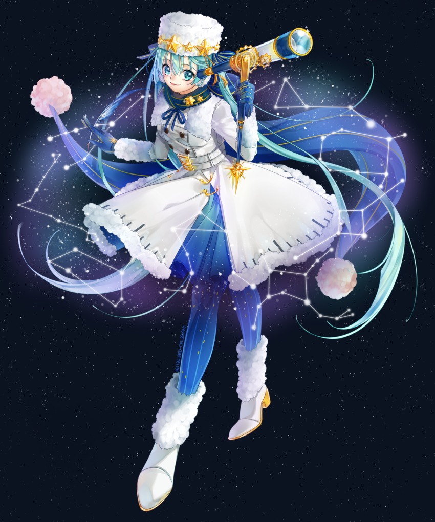 1girl, absurdly_long_hair, aqua_eyes, aqua_hair, belt, black_background, blue_gloves, blue_pantyhose