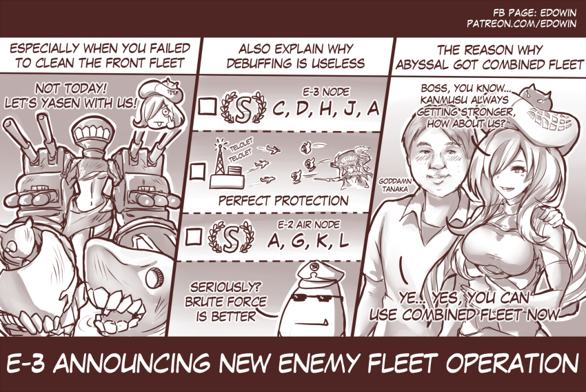 10s, :p, abyssal_ship, admiral_(kancolle), beret, breasts, comic, crossover