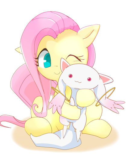 10s, 1girl, aqua_eyes, commentary, crossover, eyelashes, fluttershy, hati105