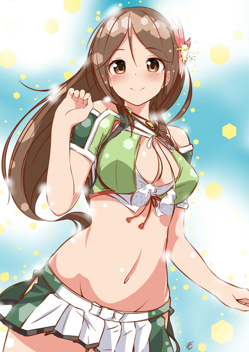 10s, 1girl, amagi_(kancolle), arm_at_side, bad_id, bad_pixiv_id, bare_shoulders, blush