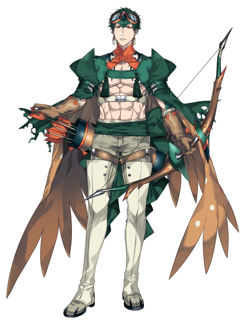 1boy, absurdres, arrow_(projectile), bad_id, bad_twitter_id, bow_(weapon), cape, decidueye
