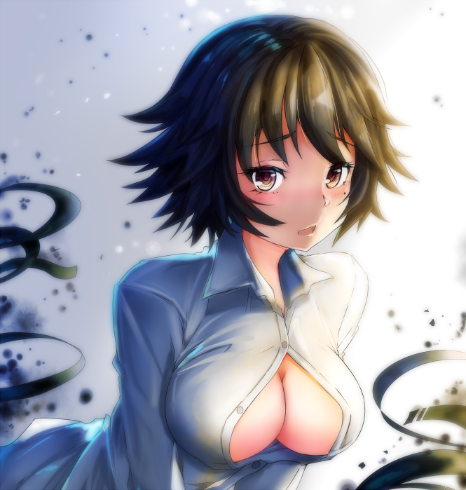 10s, 1girl, ajin_(sakurai_gamon), bad_id, bad_pixiv_id, black_hair, blush, breasts