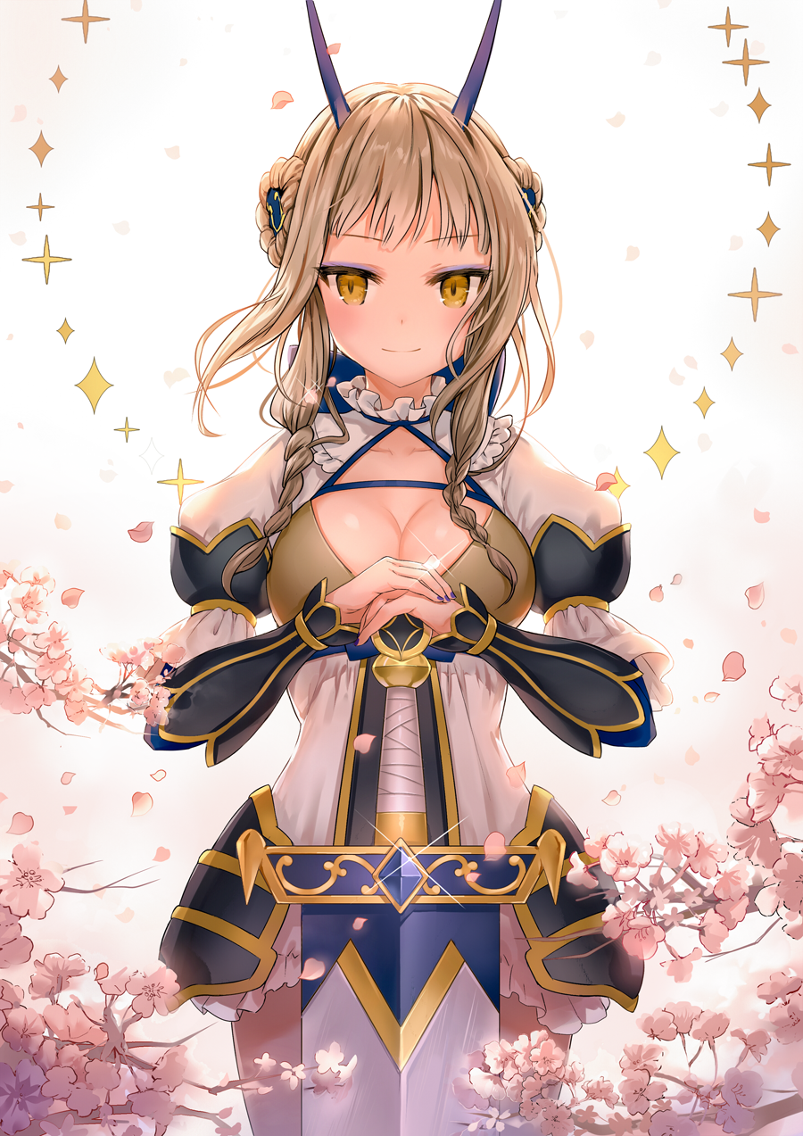 10s, 1girl, bad_id, bad_pixiv_id, blush, braid, breasts, brown_hair