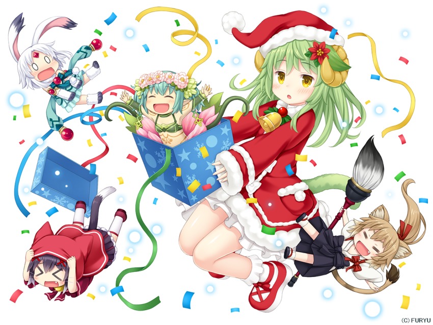 >_<, 0_0, 5girls, :o, =_=, ^_^, animal_ears, animal_hands