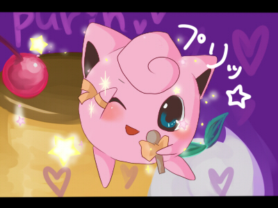 bow, cherry, food, fruit, gen_1_pokemon, green_eyes, jigglypuff, letterboxed