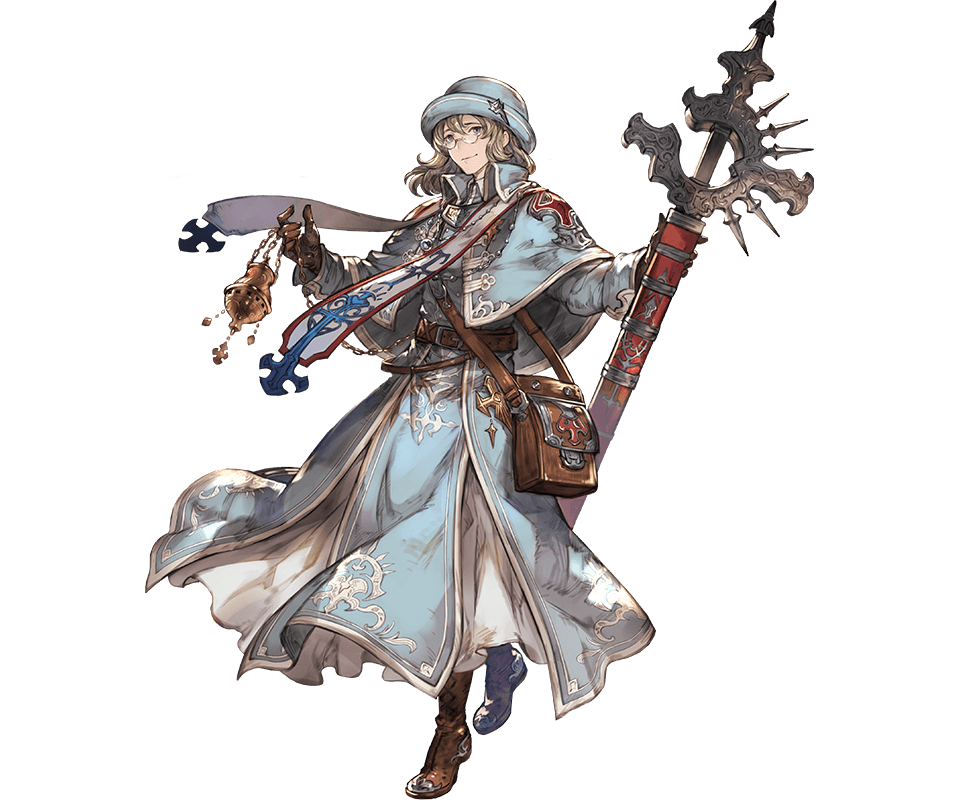 10s, 1boy, bag, blonde_hair, boots, full_body, glasses, granblue_fantasy