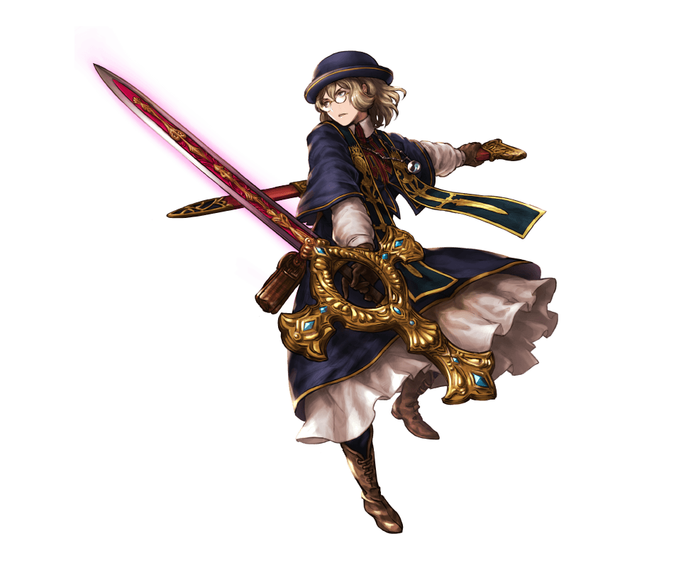 10s, 1boy, blonde_hair, boots, full_body, glasses, gloves, granblue_fantasy