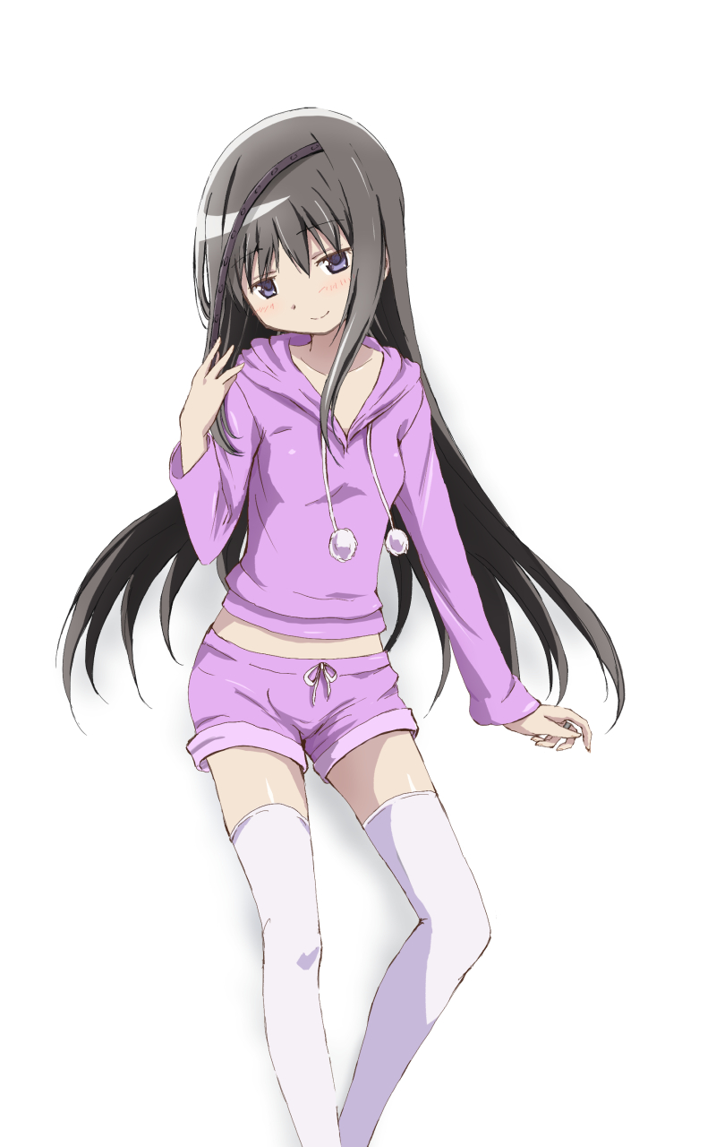 10s, 1girl, akemi_homura, black_hair, drawstring, female_focus, hairband, unworn_hairband