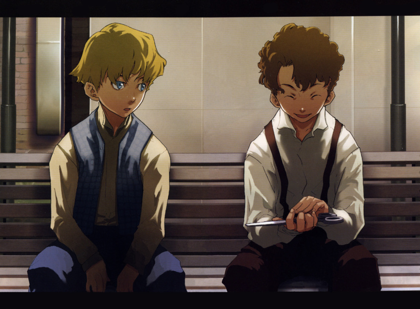 00s, 2boys, baccano!, blouse, collared_shirt, enami_katsumi, highres, letterboxed