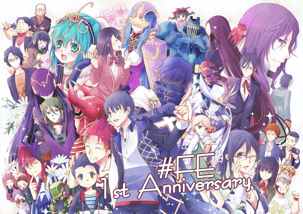 6+boys, 6+girls, akagi_toma, aoi_itsuki, armor, back, barry_goodman, black_hair, blue_eyes, blue_hair, boots, breasts, brown_eyes, brown_hair, cain_(gir#fe), chain, chiki_(gir#fe), cleavage, closed_eyes, draug_(gir#fe), epaulettes, eyepatch, facial_mark, fire_emblem, flower, fur_trim, gloves, green_hair, kain_(gir#fe), krom_(gir#fe), kurono_kiria, long_hair, mask, minamoto_mamori, multiple_boys, multiple_girls, nintendo, one_eye_closed, open_mouth, oribe_ayaha, oribe_tsubasa, pointy_ears, polearm, ponytail, red_eyes, red_hair, scar, scar_across_eye, scar_on_face, school_uniform, sheeda_(gir#fe), shimazaki_maiko, shirayuki_shion, sparkle, spear, sword, tharja_(gir#fe), tiara, tiki_(fire_emblem), tiki_(young)_(fire_emblem), tokyo_mirage_sessions_fe, tsurugi_yashiro, twintails, viole_(gir#fe), virion_(gir#fe), weapon, yumizuru_eleanora