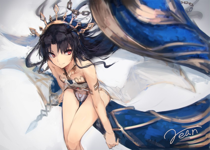 1girl, arm_at_side, artist_name, banner, bare_arms, bare_legs, bare_shoulders, black_hair