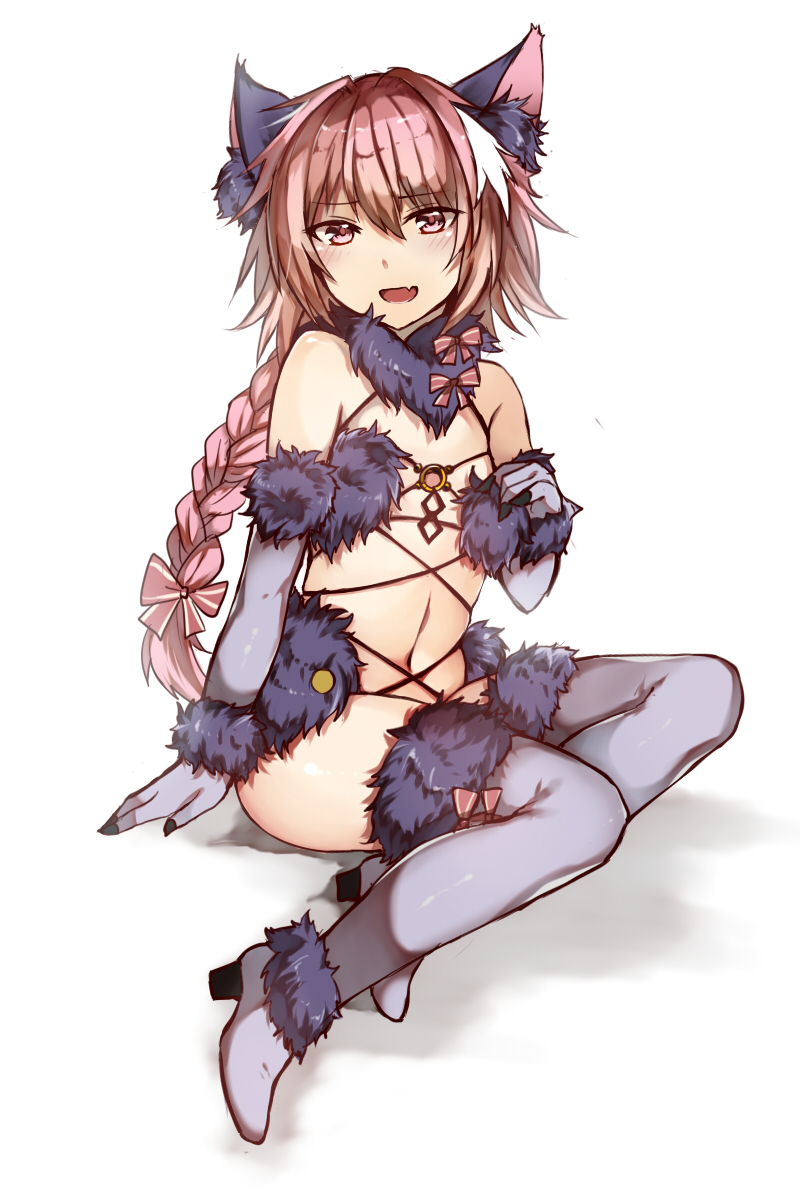 1boy, :d, animal_ears, astolfo_(fate), bad_id, bad_pixiv_id, blush, convenient_leg
