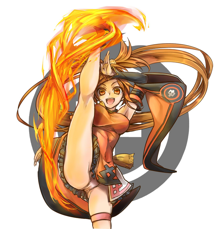 1girl, :d, bare_shoulders, blush, boots, breasts, brown_eyes, brown_hair