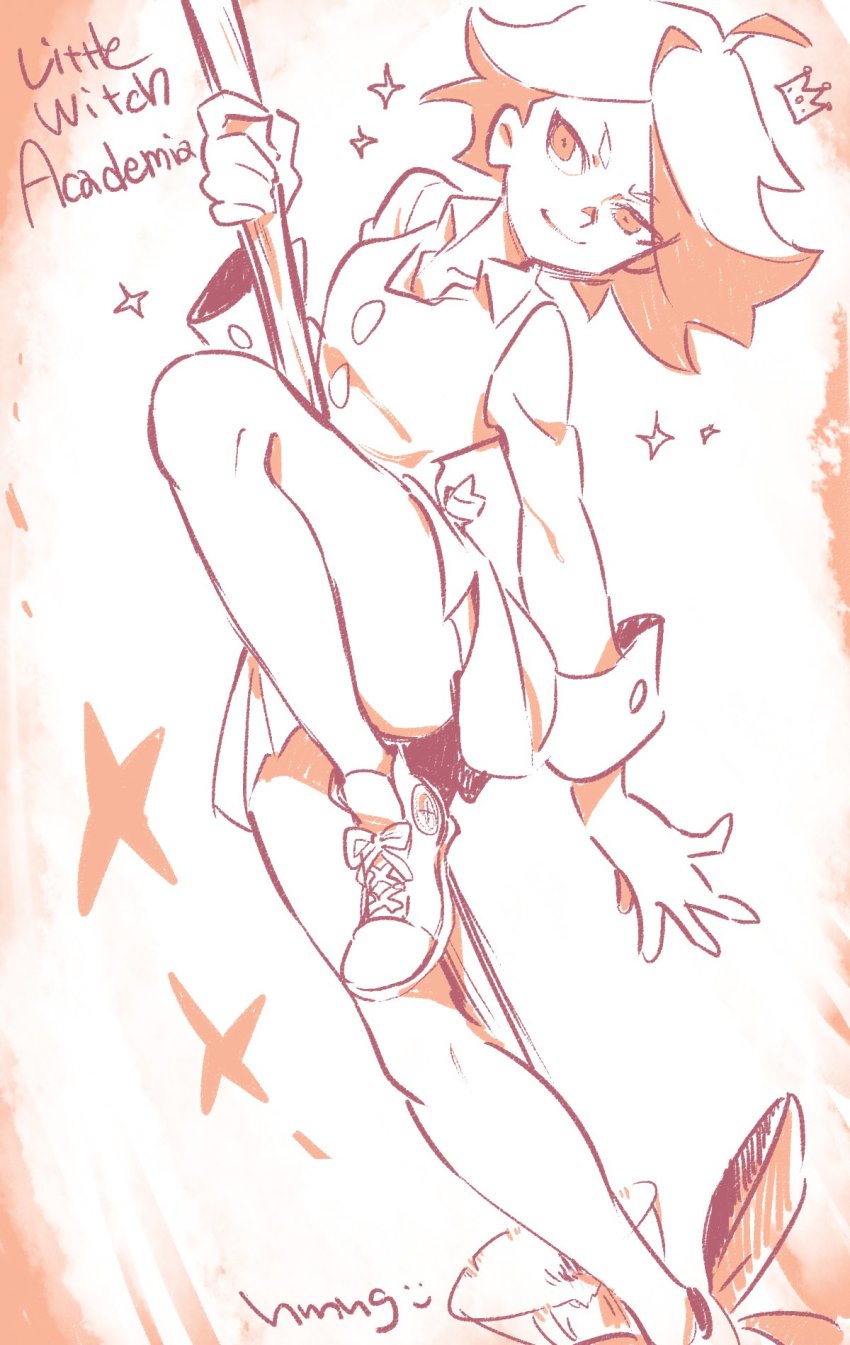 10s, 1girl, amanda_o'neill, broom, copyright_name, crown, female_focus, highres