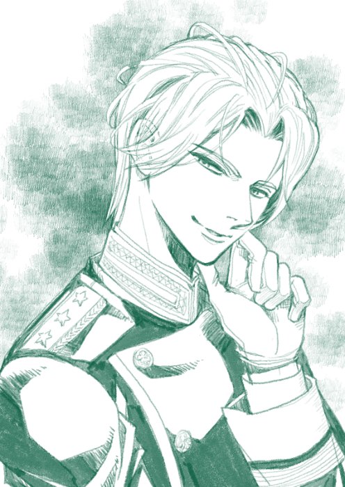 1boy, gloves, higashiyama_kazuko, konoe_atsunori, male_focus, military, military_uniform, short_hair, solo, tactics