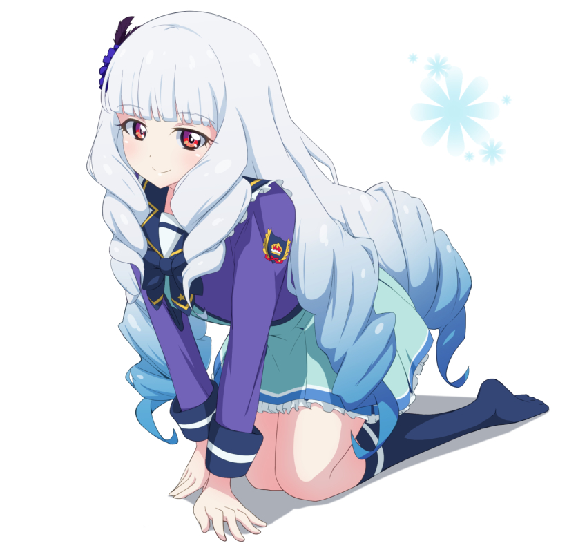 10s, 1girl, acchi_(koiyimknp), aikatsu!, aikatsu!_(series), aikatsu_stars!, all_fours, blue_hair