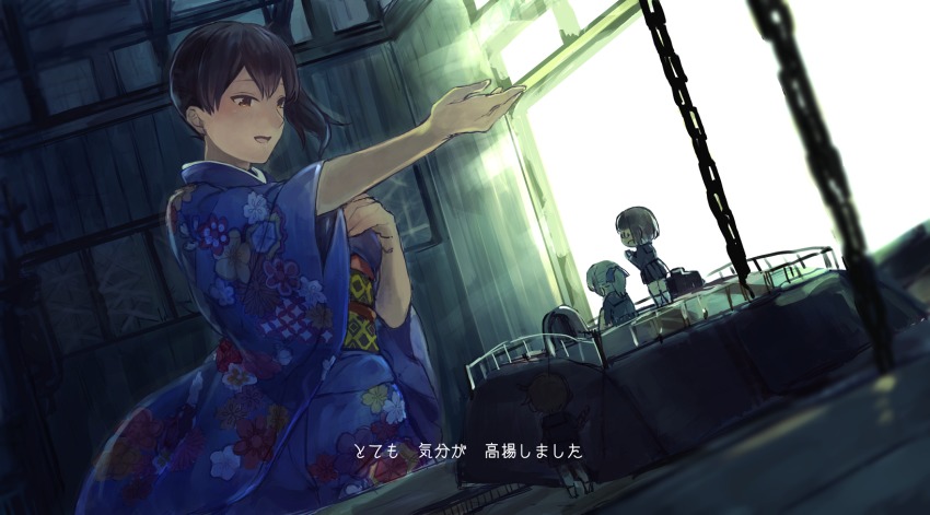 10s, 15.2cm_single_gun_mount, 41cm_twin_gun_mount, bad_id, bad_pixiv_id, blush, fairy_(kancolle), floral_print