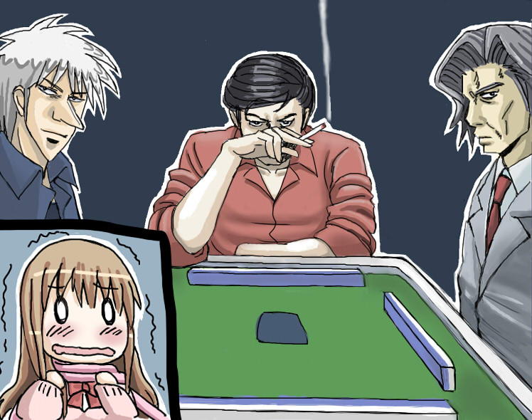 0_0, 10s, 1girl, 3boys, akagi, akagi:_yami_ni_oritatta_tensai, akagi_shigeru, black_eyes
