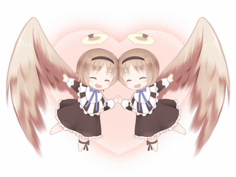 10s, 2girls, :d, ^_^, akeyama, black_dress, black_ribbon, blue_bow