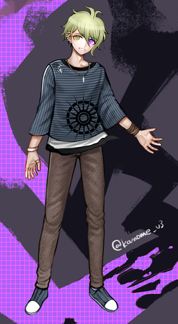 10s, 1boy, amami_rantaro, bad_id, bad_twitter_id, blue_shirt, countdown, danganronpa_(series)
