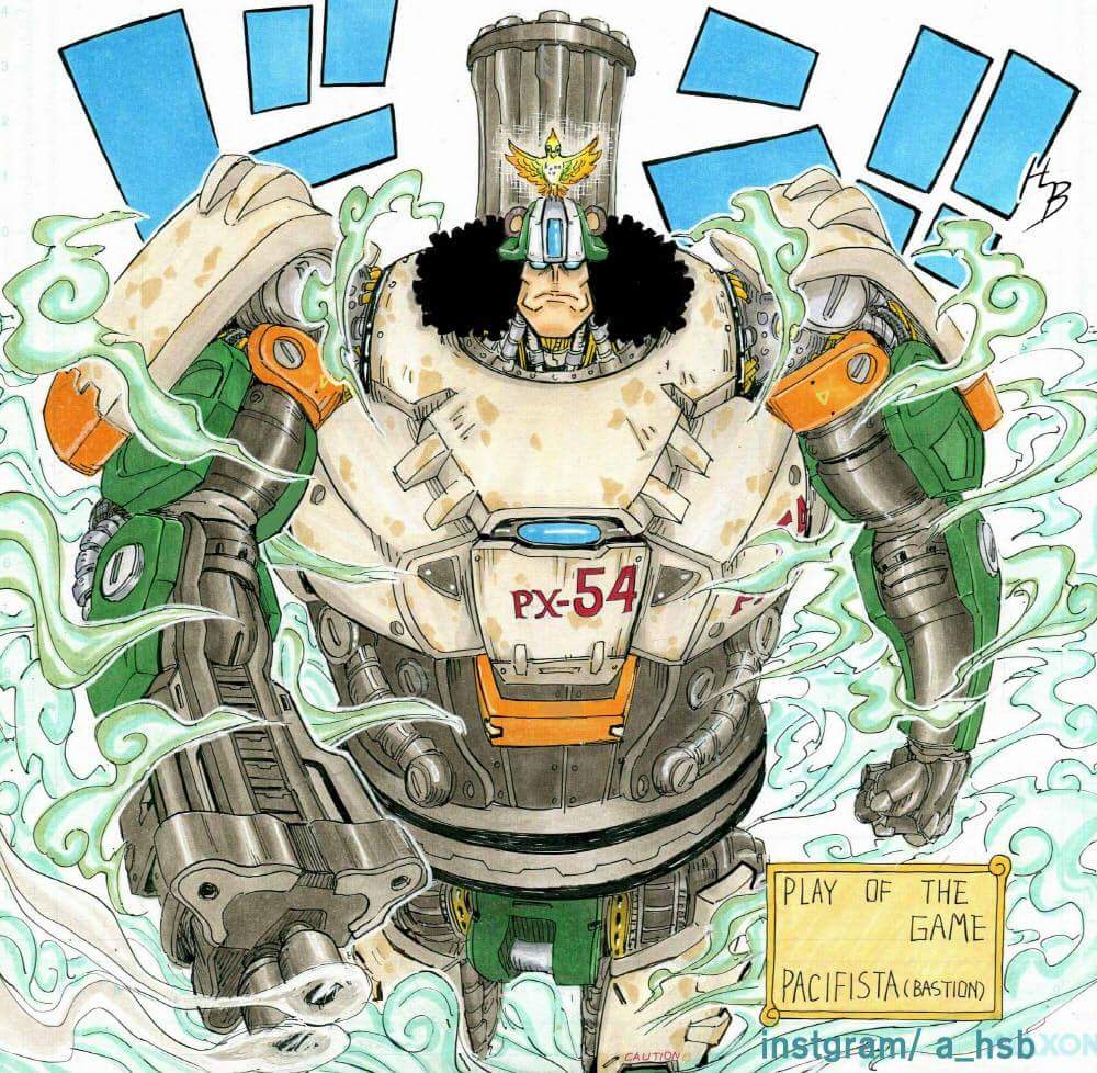 1boy, bartholomew_kuma, bastion_(overwatch), bastion_(overwatch)_(cosplay), bird, black_hair, cosplay, cyborg, ganymede_(overwatch), han_seok-bum, male_focus, official_style, one_piece, overwatch, overwatch_1, solo, weapon