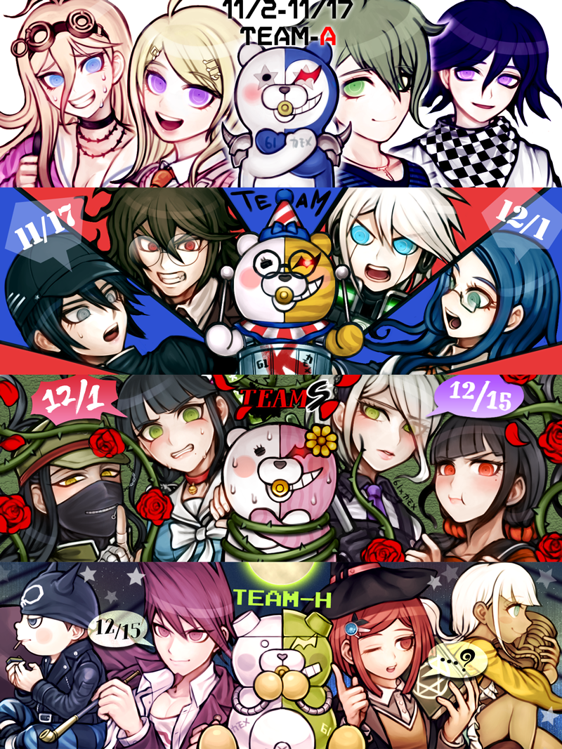 >:t, 10s, 6+boys, 6+girls, :t, ?, ahoge, akamatsu_kaede