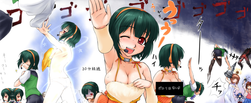 5girls, amami_haruka, ass, breasts, cleavage, cosplay, cute_&amp;_girly_(idolmaster), dress