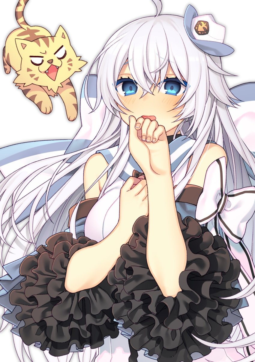 1girl, absurdres, ahoge, bad_id, bad_twitter_id, blue_eyes, blush, bow