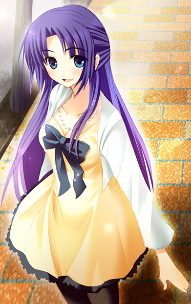 00s, asakura_ryoko, blue_eyes, blue_hair, dress, duplicate, jewelry, long_hair