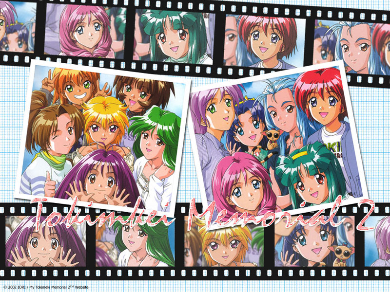 2002, 6+girls, :d, akai_homura, animal, animal_on_shoulder, antenna_hair, asou_kasumi