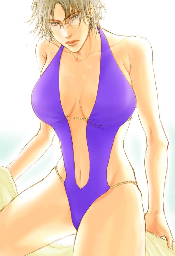 00s, bikini, bleach, earrings, gekkousha, gender_request, genderswap, glasses