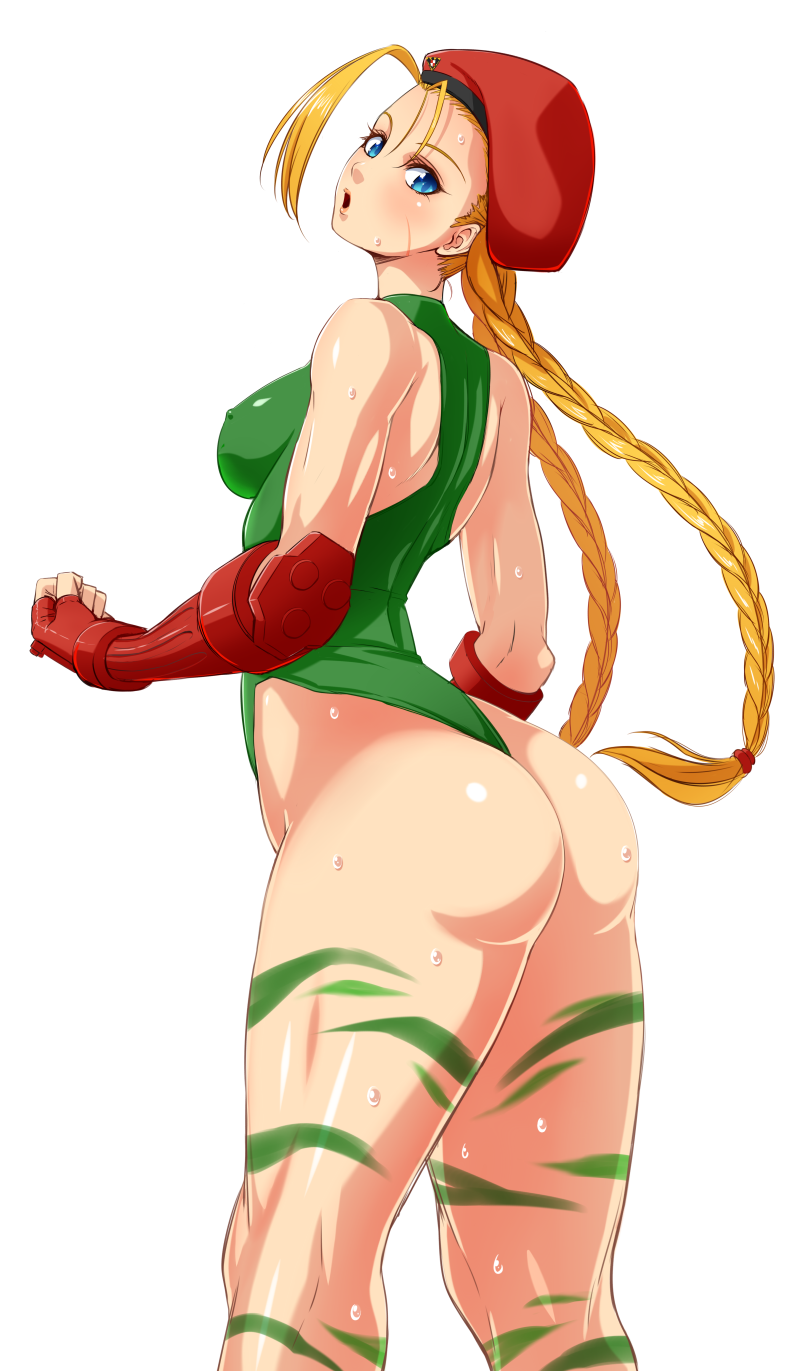 1girl, antenna_hair, arched_back, ass, beret, blonde_hair, blue_eyes, blush