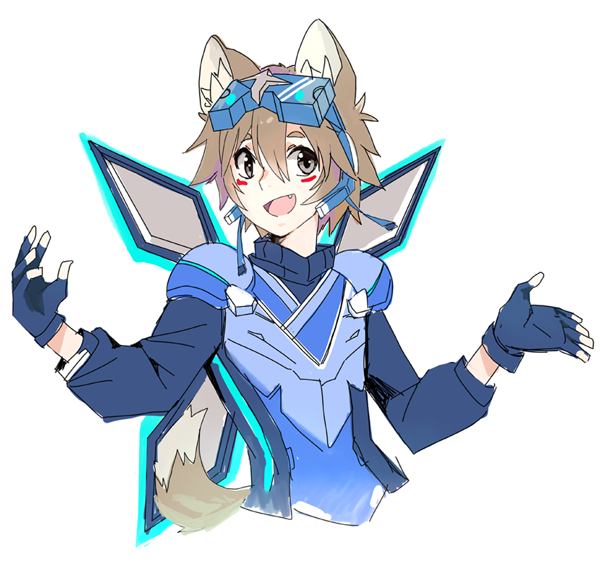 10s, 1boy, animal_ears, arashi_(show_by_rock!!), facial_mark, headphones, male_focus, ninja, sebychu, shiba_inu, show_by_rock!!, solo