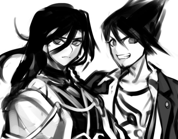 10s, 2boys, bad_id, bad_twitter_id, beard, braid, danganronpa_(series), danganronpa_v3:_killing_harmony