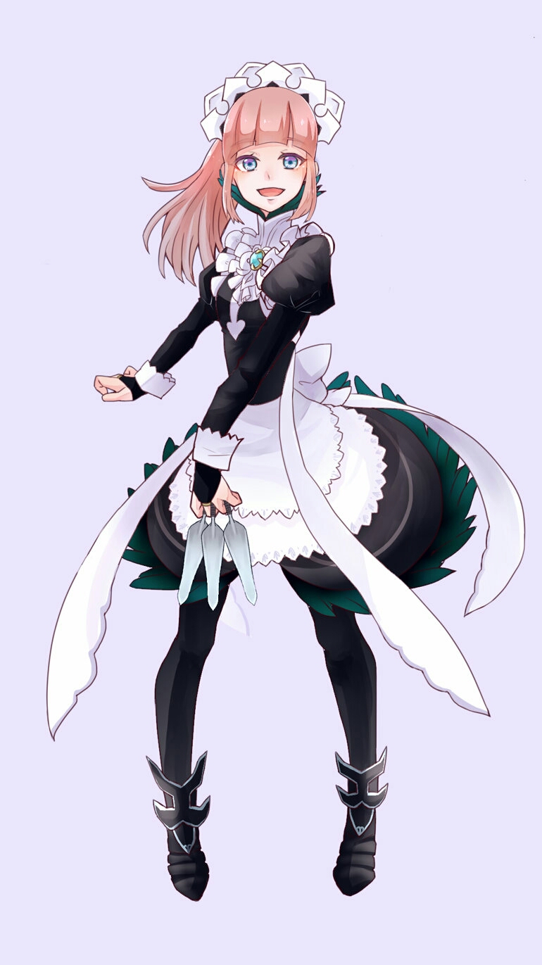 1girl, apron, blue_eyes, dagger, felicia_(fire_emblem), female_focus, fire_emblem, fire_emblem_fates