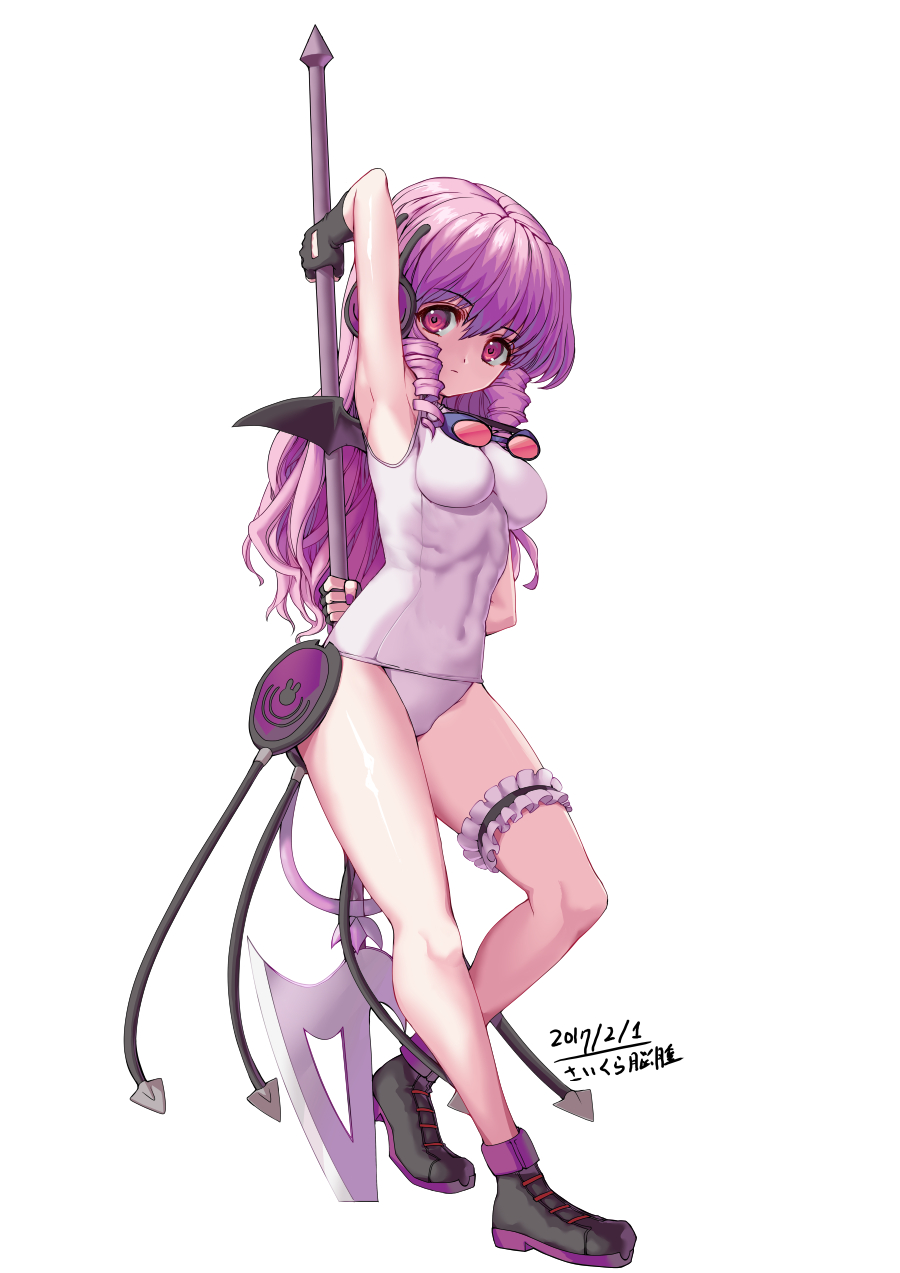 10s, 1girl, 2017, :/, arm_behind_back, arm_up, armpits, artistic_error