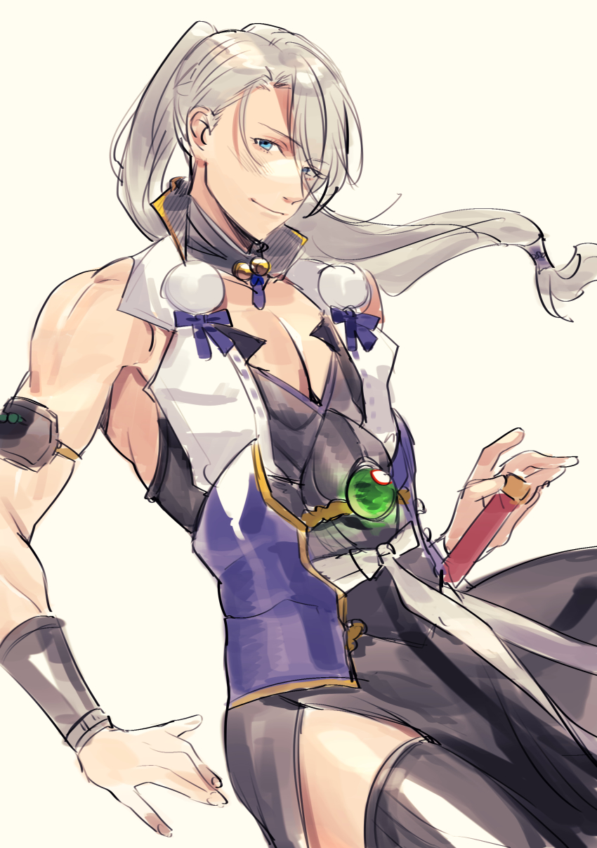 10s, 1boy, absurdres, bad_id, bad_pixiv_id, black_legwear, blue_eyes, cosplay