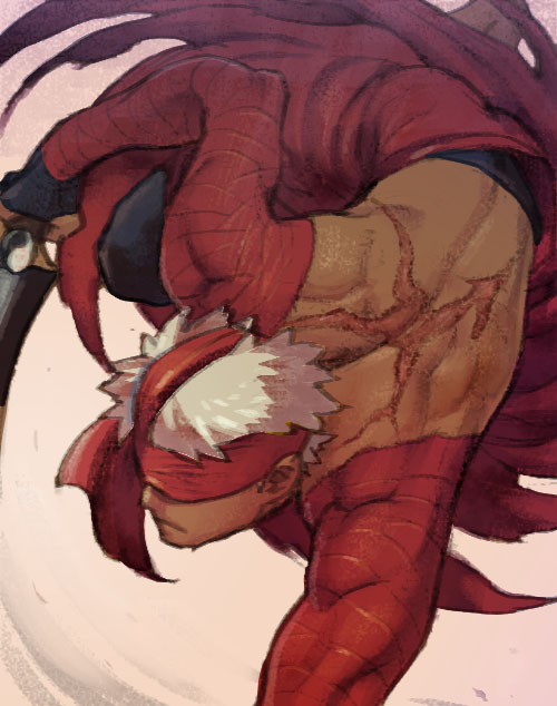 1boy, archer_(fate), archer_(prisma_illya), back, blindfold, closed_mouth, colored_blindfold, cu_chulainn_(fate)