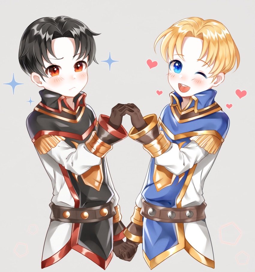 2boys, :/, anduin_wrynn, black_hair, blonde_hair, blue_eyes, brown_gloves, dual_persona