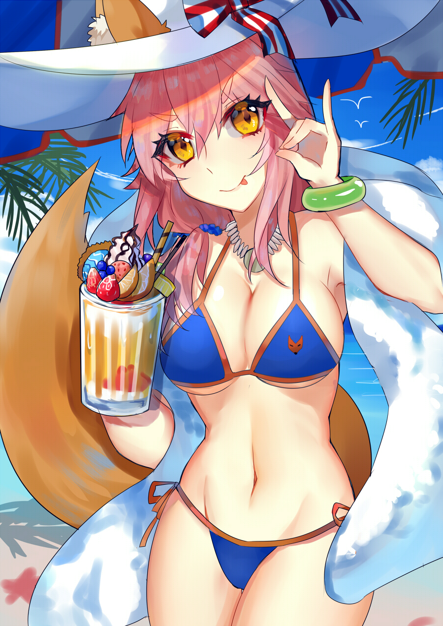 1girl, \n/, animal_ears, bad_id, bad_pixiv_id, bikini, blue_bikini, blush