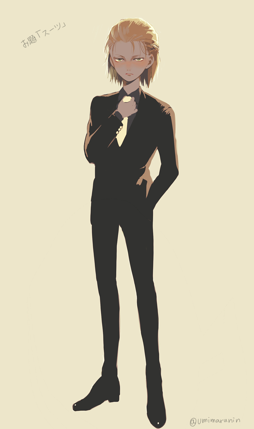 10s, 1boy, adjusting_clothes, adjusting_necktie, blonde_hair, braid, daginin, formal_clothes