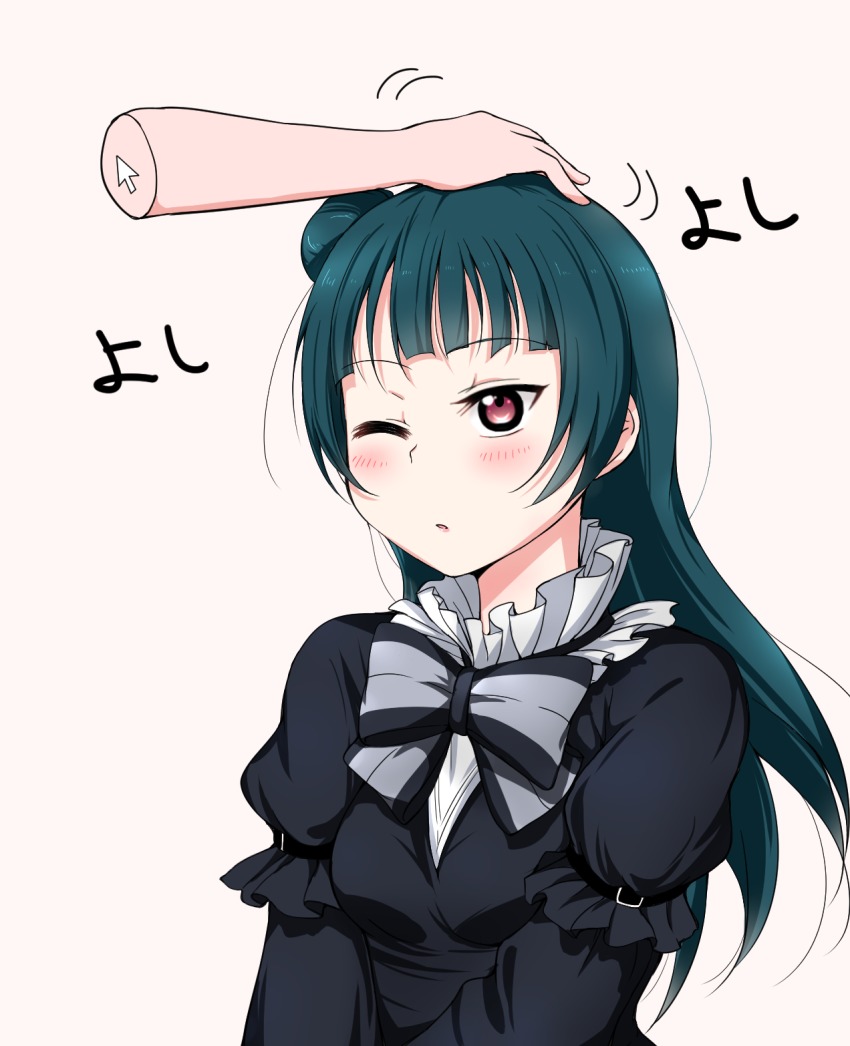 10s, 1girl, blue_hair, gothic_lolita, highres, honomask, lolita_fashion, long_hair