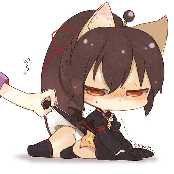 10s, a_(myumon)_(show_by_rock!!), a_(show_by_rock!!), artist_request, brown_eyes, brown_hair, character_request, chibi, furry, long_hair, ponytail, show_by_rock!!