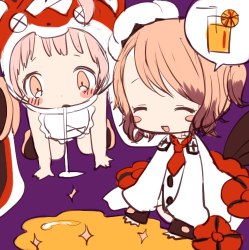 10s, 2girls, cerna_mouse, cherna_mouse, juice, lowres, mahou_shoujo_ikusei_keikaku, mahou_shoujo_ikusei_keikaku_restart