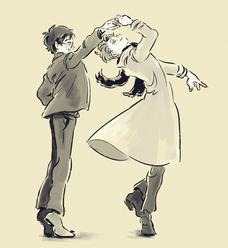 10s, 2boys, bad_id, bad_pixiv_id, coat, dancing, glasses, holding_hands