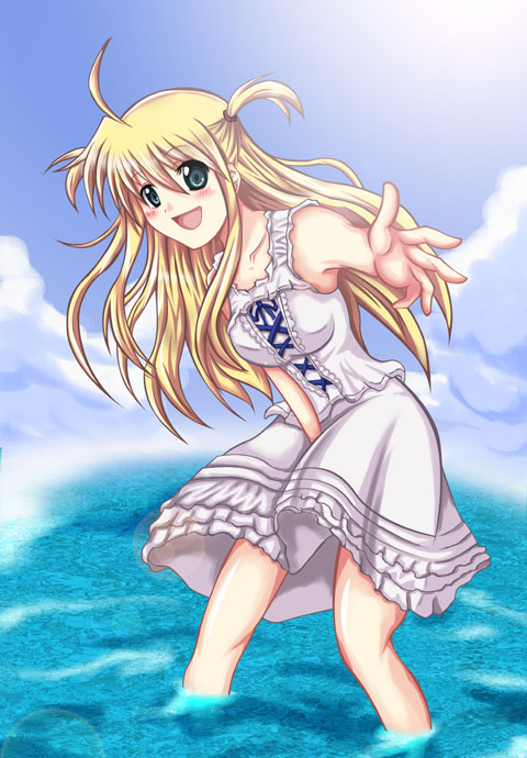 00s, arisa_bunnings, bad_id, bad_pixiv_id, blonde_hair, dress, kose, long_hair